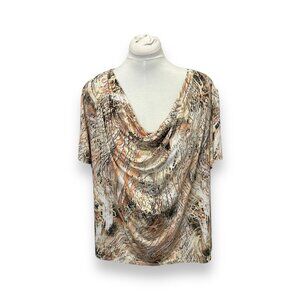 Dressbarn Collection Women’s Draped Cowl Neck Sequin Top Abstract Multicolor 3X
